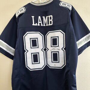 CEEDEE LAMB SIGNED DALLAS COWBOYS AUTOGRAPHED CUSTOM FOOTBALL JERSEY W/COA 1053